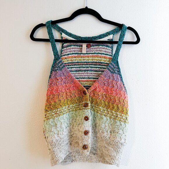 ANTHROPOLOGIE Pilcro Samalona Multicolor Button Up Knit Sweater Tank - Picture 1 of 9